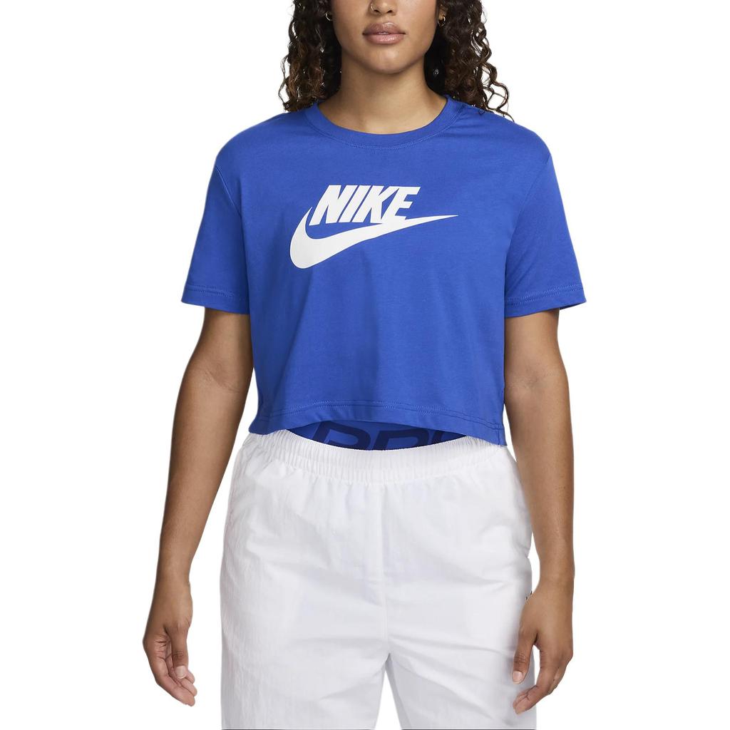Nike Sportswear Essentials Series Short Sleeve Comfortable Letter T-Shirt Women Tops Royal-Blue BV6175-481