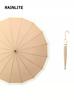 Rainlite Japanese and Korean Small Fresh Long Handle Umbrella 16 Bone Large Straight Rod Sunny Umbrella Windproof Wood Curved Handle Umbrella