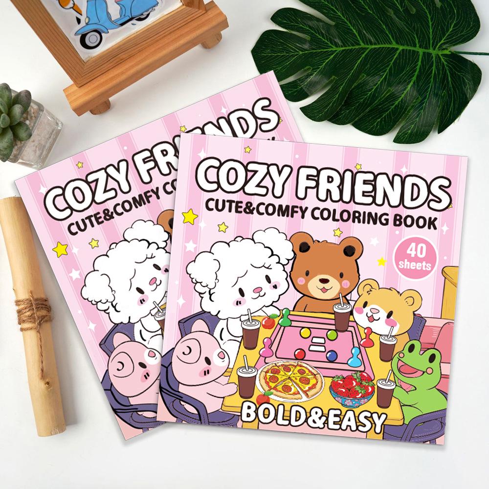 40-Page Fruit & Food Cartoon Doodle Coloring Book for Kids Aged 4+