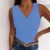 women's Scalloped Edge V Neck Solid Color Sleeveless Slim Fit Tank Top Casual Camisole