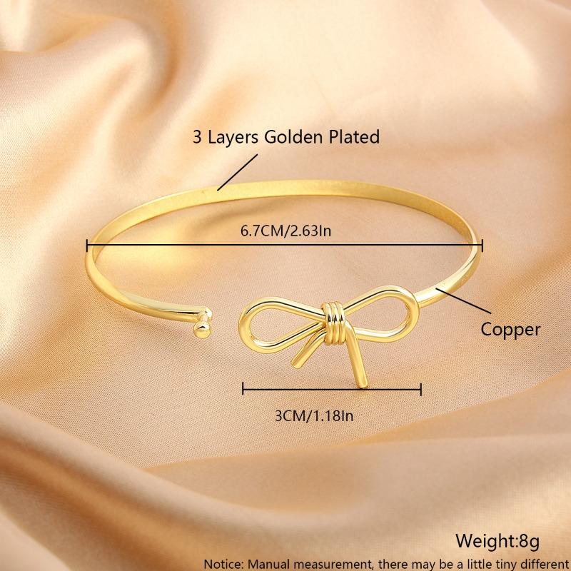 Sweet and Simple Electroplated Smooth Surface Bow Bracelet - Luxurious Design, Fashionable Wristband