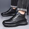 High Quality Cow Leather Sneakers Men Autumn Winter Fashion Casual Cotton Shoes Male High Top Black Sports Platform Shoes Man