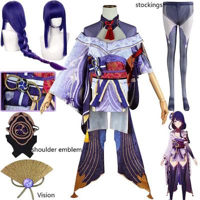 Cosplay Game Impact Raiden Shogun Cosplay Costume Baal Outfits Raiden Mei Full Set Dress Wig Headwear for Anime Expo