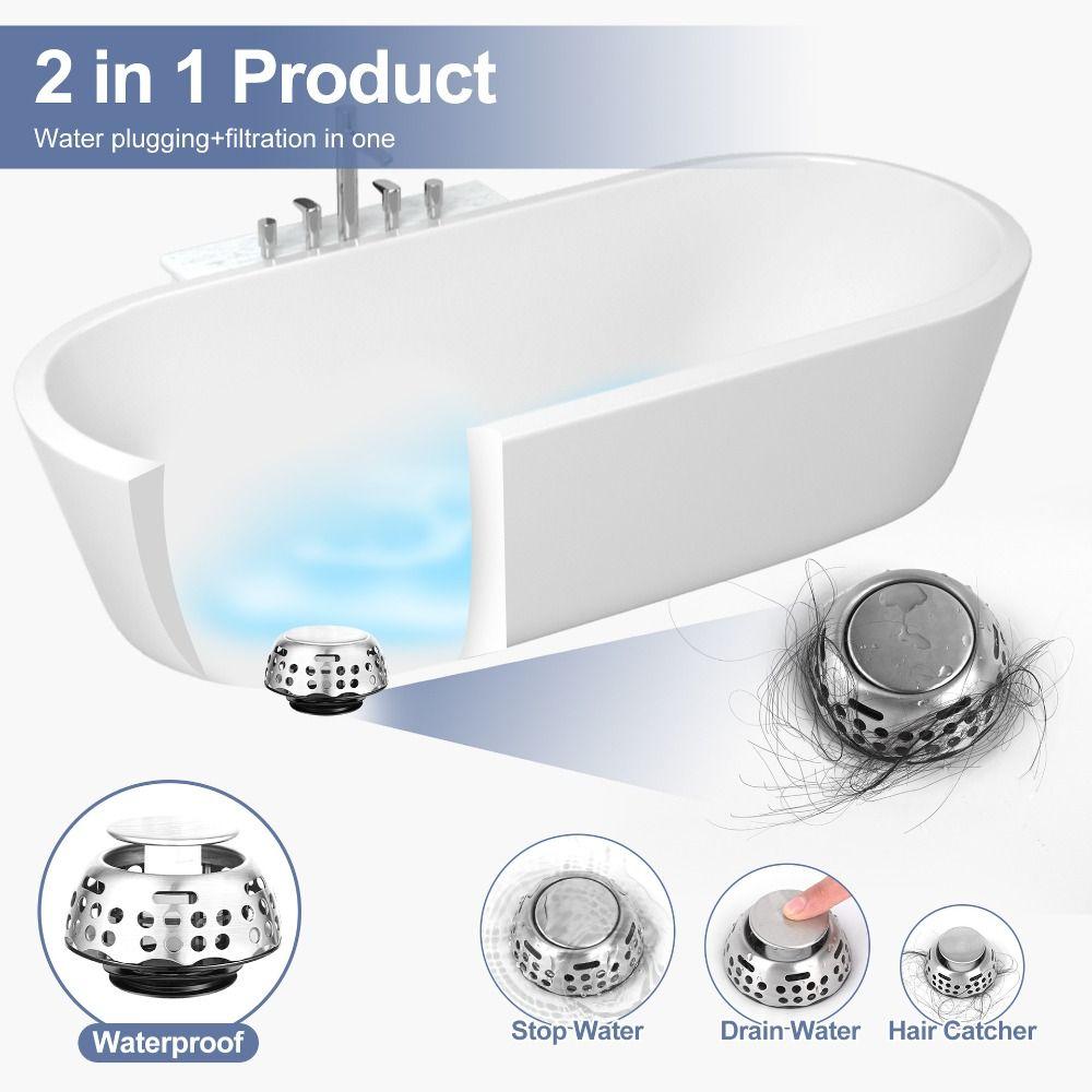Stainless Steel Bathtub Filter Sink Leak-proof Anti-clogging Drain Basket Stopper Bouncing Core Insect-Proof