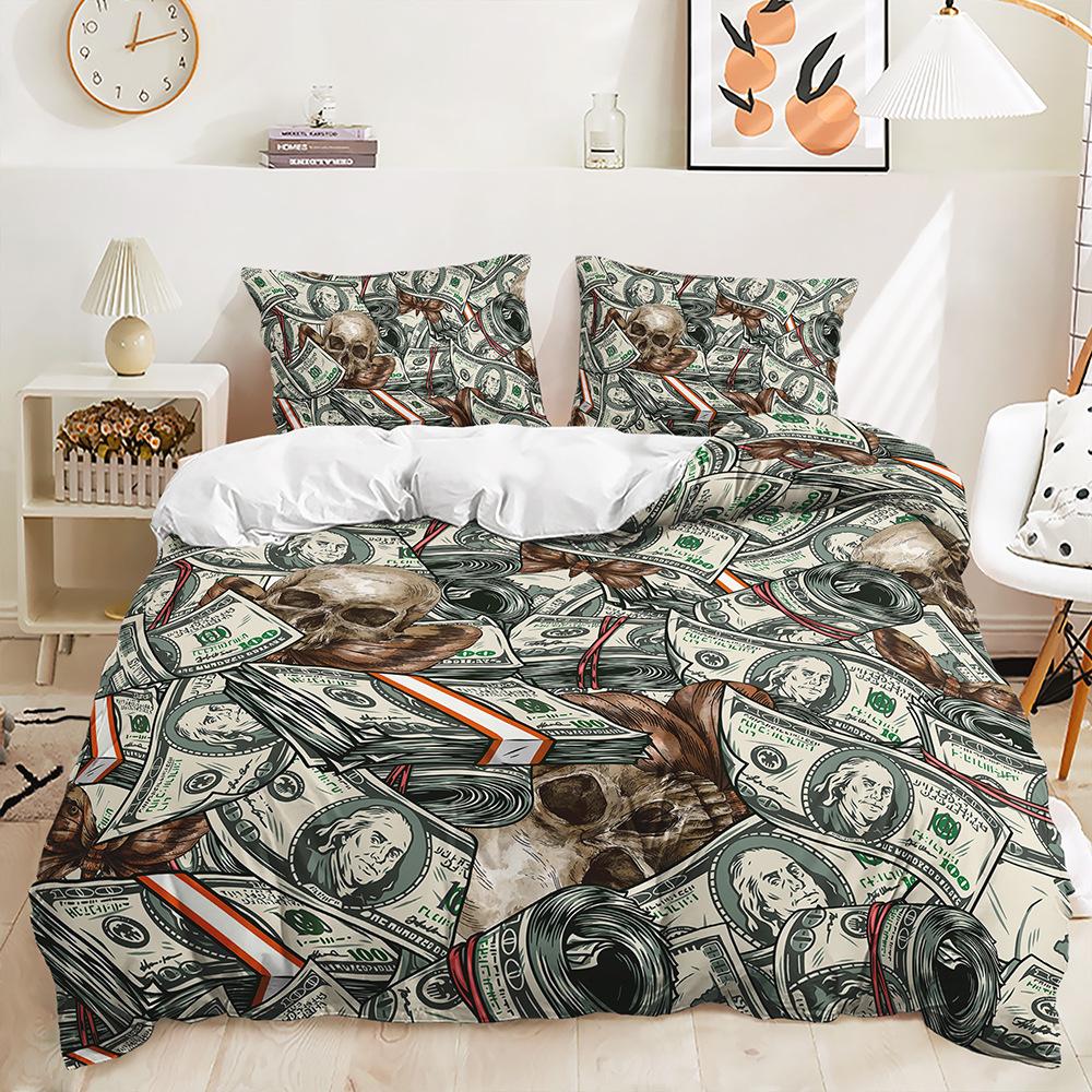 Three-Piece 3D Quilt Cover Stacked Cat Dog Pumpkin License Plate Kit Bedding