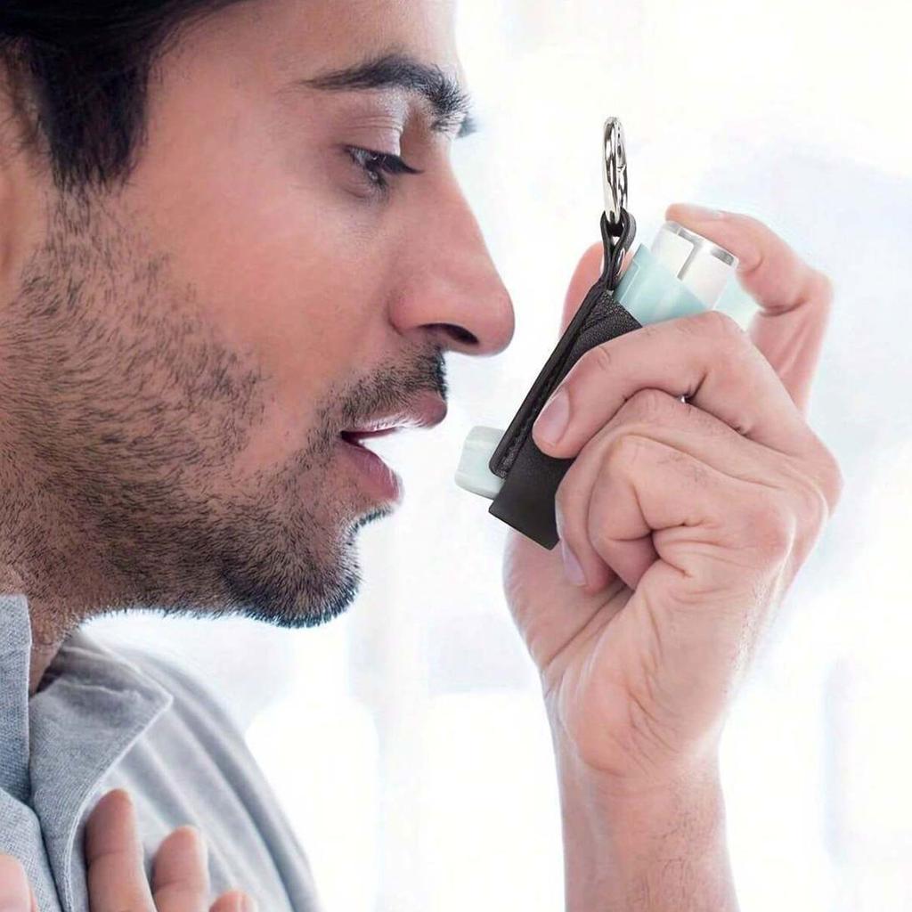 Inhaler Holder Portable PU Leather Inhaler Carrying Holder with Clip for Home Work Travel