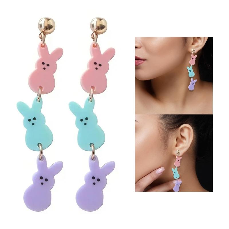 Unique Bunnies Earrings Multicolor Rabbit Dangle Ear Rings Easter Festival Jewelry Accessory for Parties and Celebration