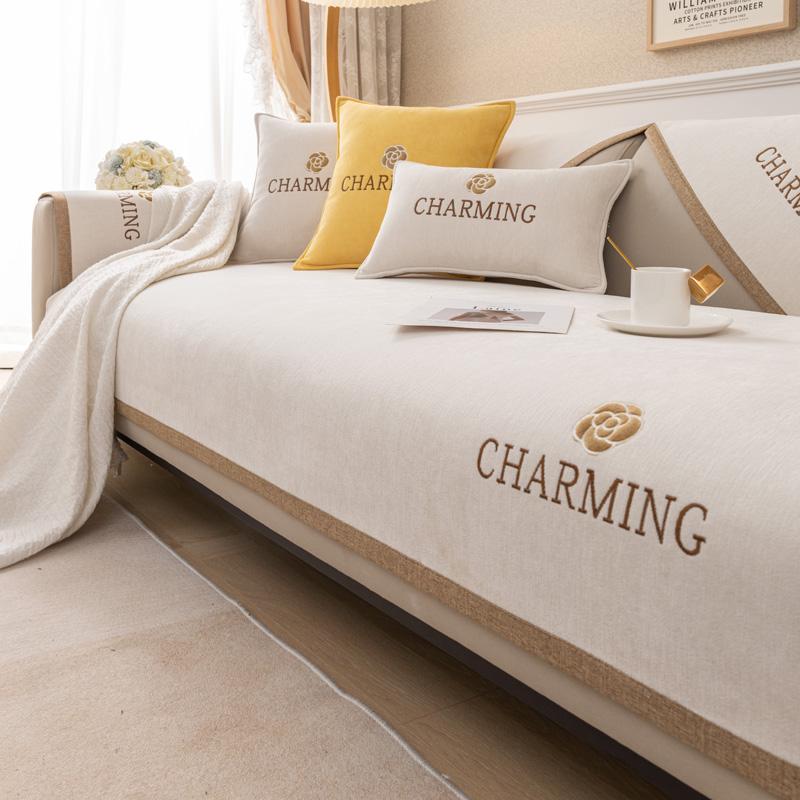 Luxury Chenille Sofa Cover Protector Non-slip Wide Gold Side Couch Slipcover Four Season Universal Sofa Covers for Living Room
