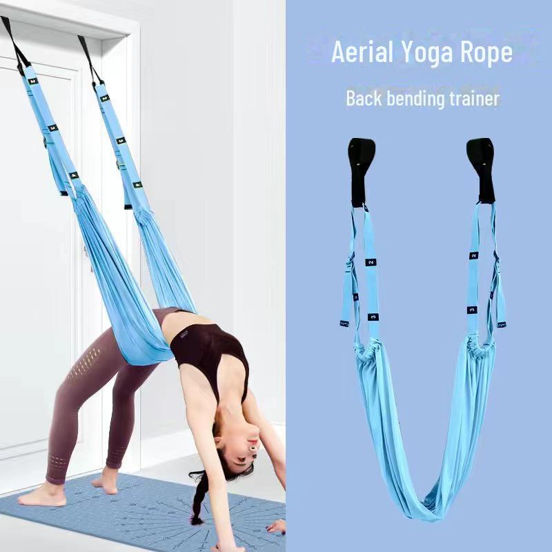 Канат для воздушной йоги: Домашний тренажер для талии и пояс для растяжки для прогибов синий