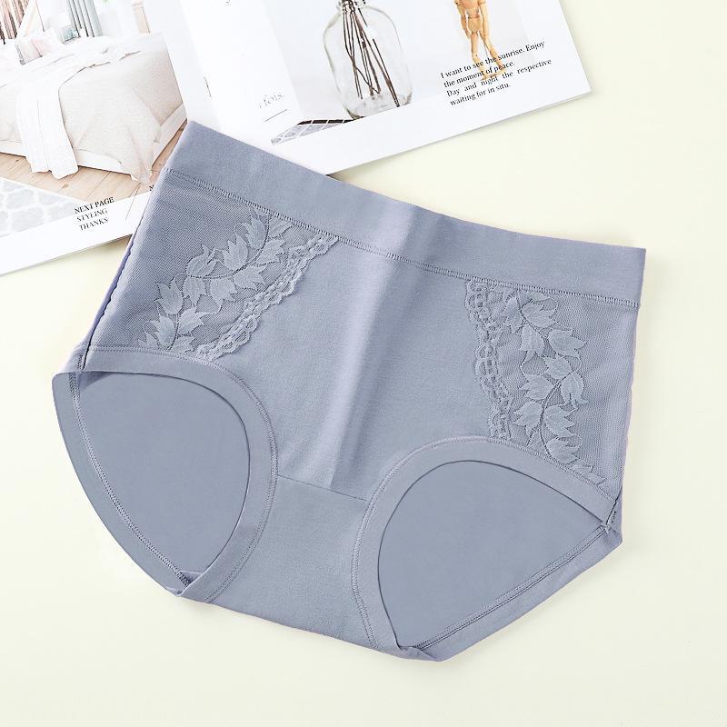 

Женское кружевное хлопковое нижнее белье со средней посадкой - дышащие, мягкие и сексуальные трусики большого размера 2XL синий/серый