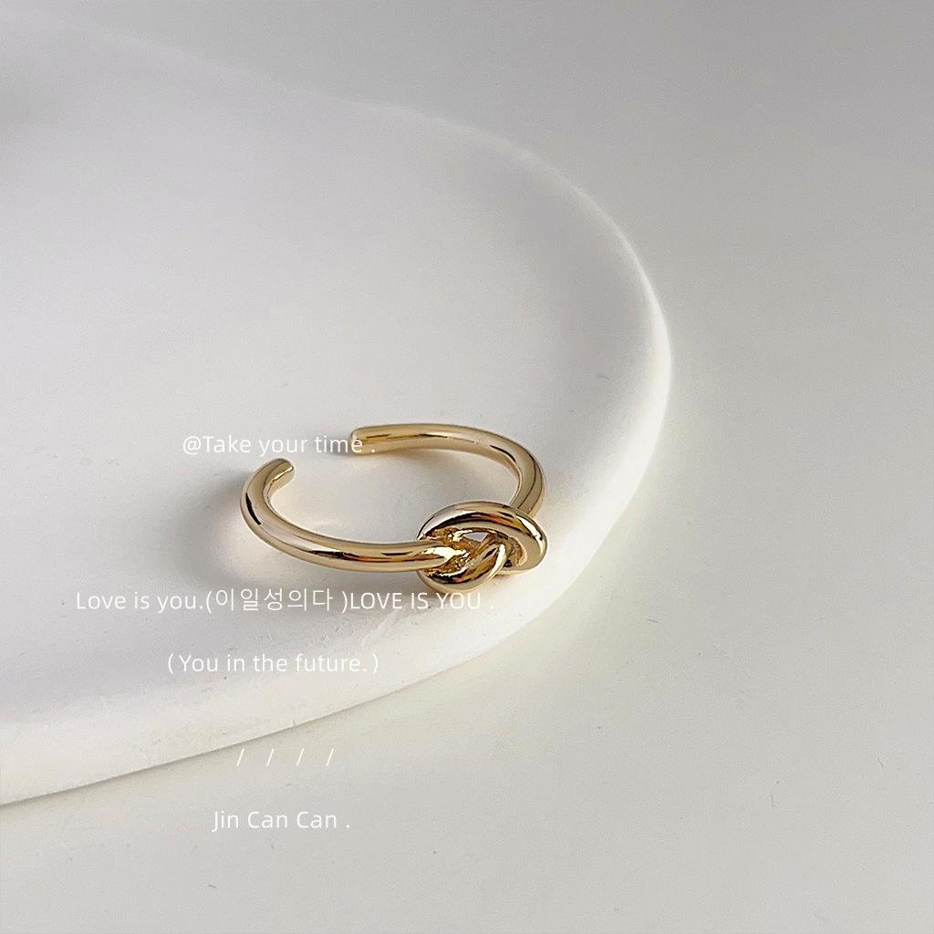 Cold Wind! Plated 14K Opening Adjustable Knot Ring, Personalized Ins Internet Celebrity Creative Index Finger Ring