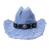 Mountaineering Top Hat Western Cowboy Hat Vintage Retro Ripped One-Word Jazz Hat