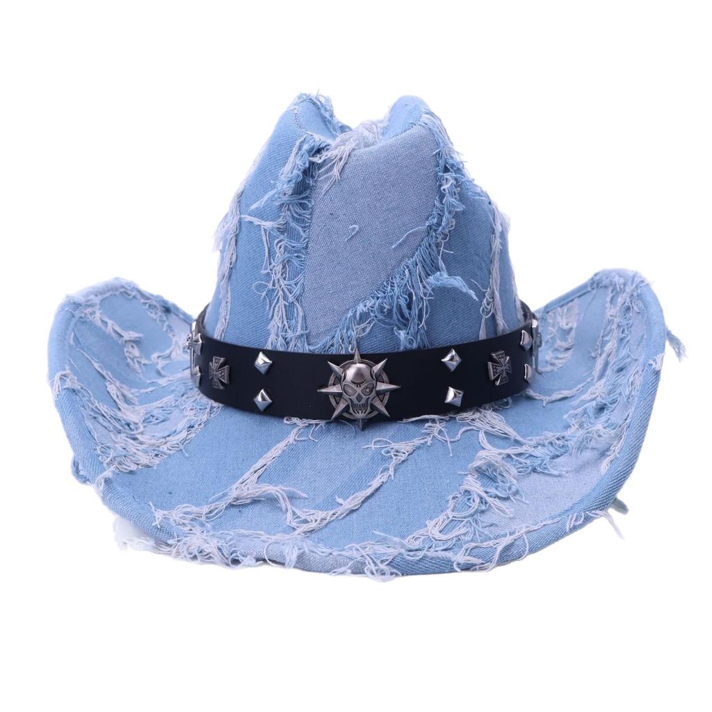 Mountaineering Top Hat Western Cowboy Hat Vintage Retro Ripped One-Word Jazz Hat