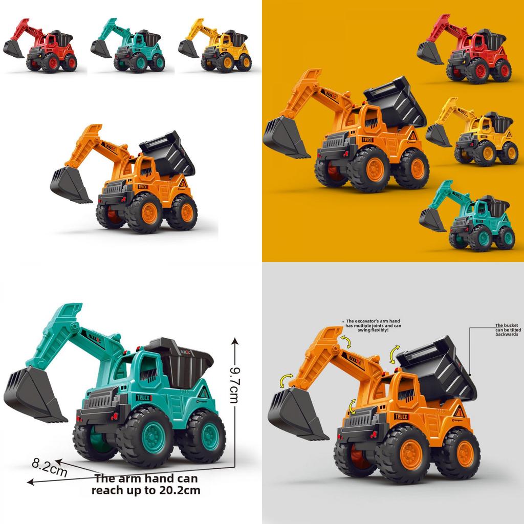Childrens Inertia Excavator Dump Truck Toy For Developmental Play And Handeye Coordination