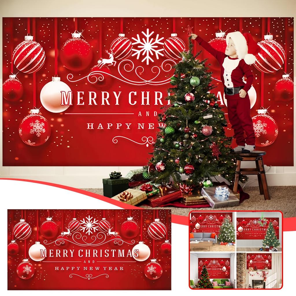 Christmas Garage Door Banner - Winter Snowman and Santa Claus Outdoor/Indoor Decoration Perfect for Christmas