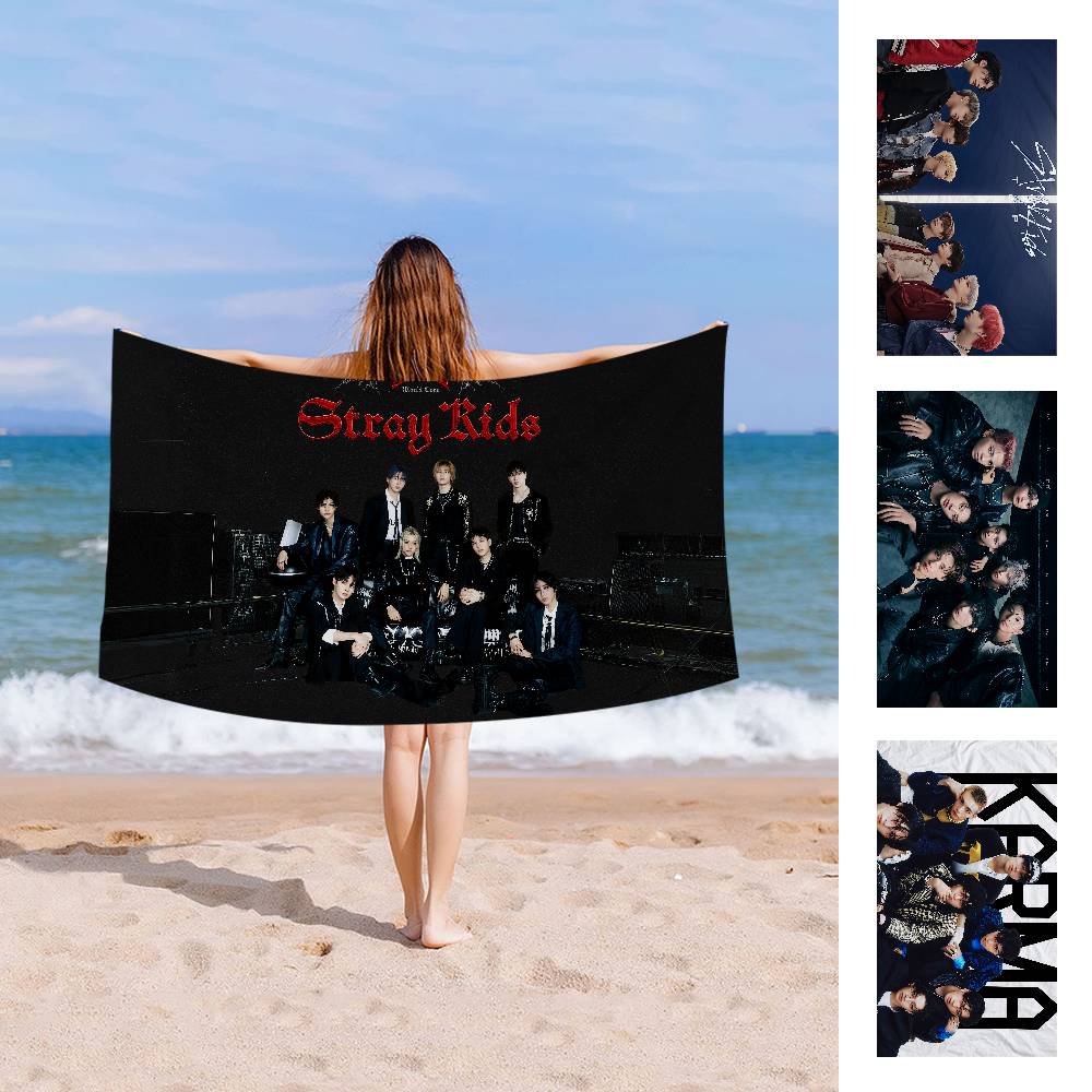 Kpop Star S-Stray Kids Anime Beach Swimming Towel Soft Absorbent Washcloth Children's Gifts For Kids Travel Camping Gym