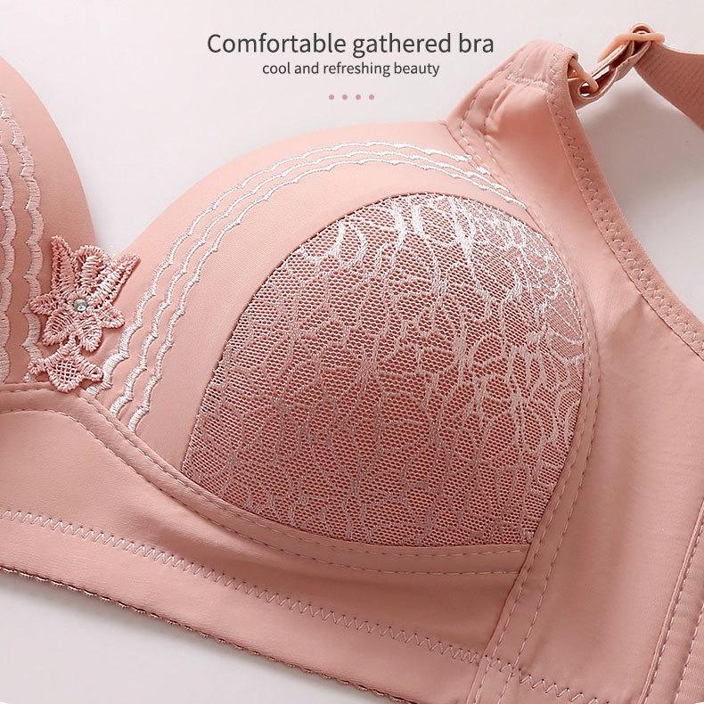 Large-sized Thin-cup Bra for Women Without Underwire Beautiful Back Underwear Adjustable Close-in Bra