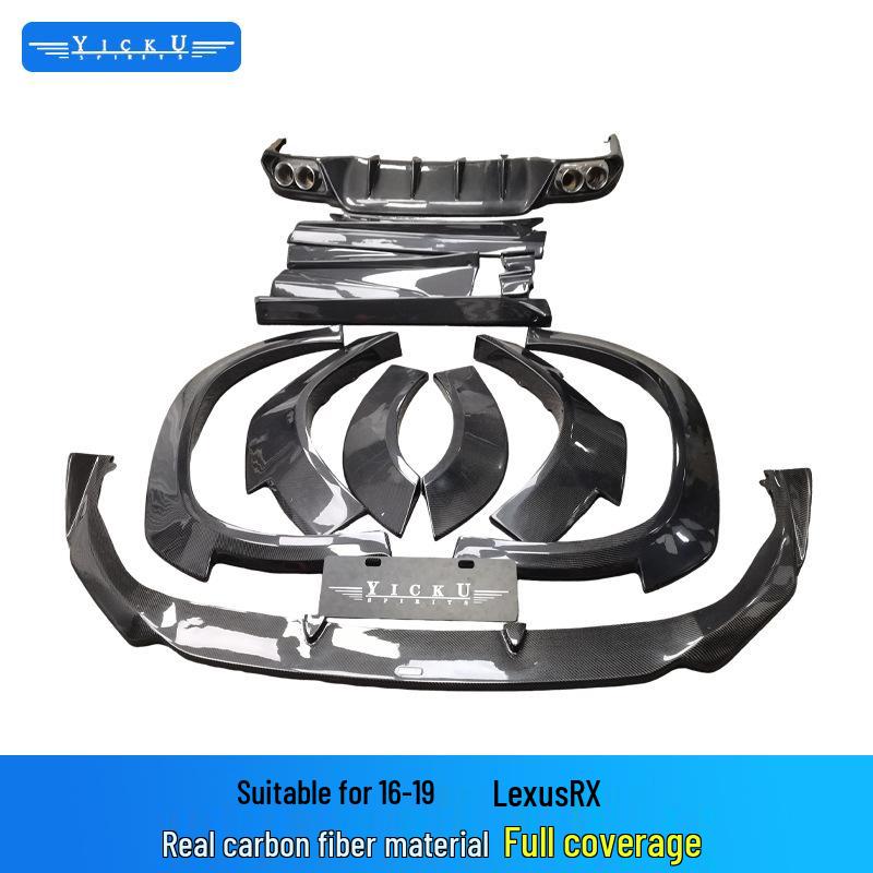 Lexus RX 2016-2019 AIM Style Carbon Fiber Body Kit: Front & Rear Lip Spoiler, Wide Body Fender Flares.