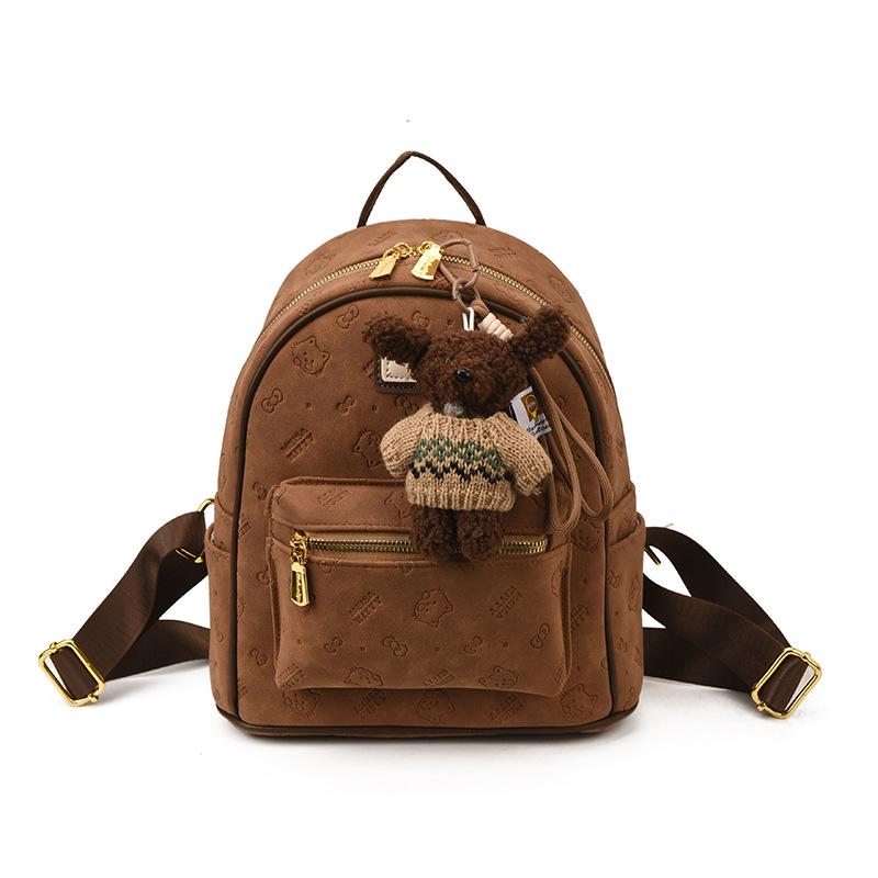 

Korean Retro Cute Print Women s Handbag: New 2025 Autumn/Winter Large Capacity Student Commute Backpack