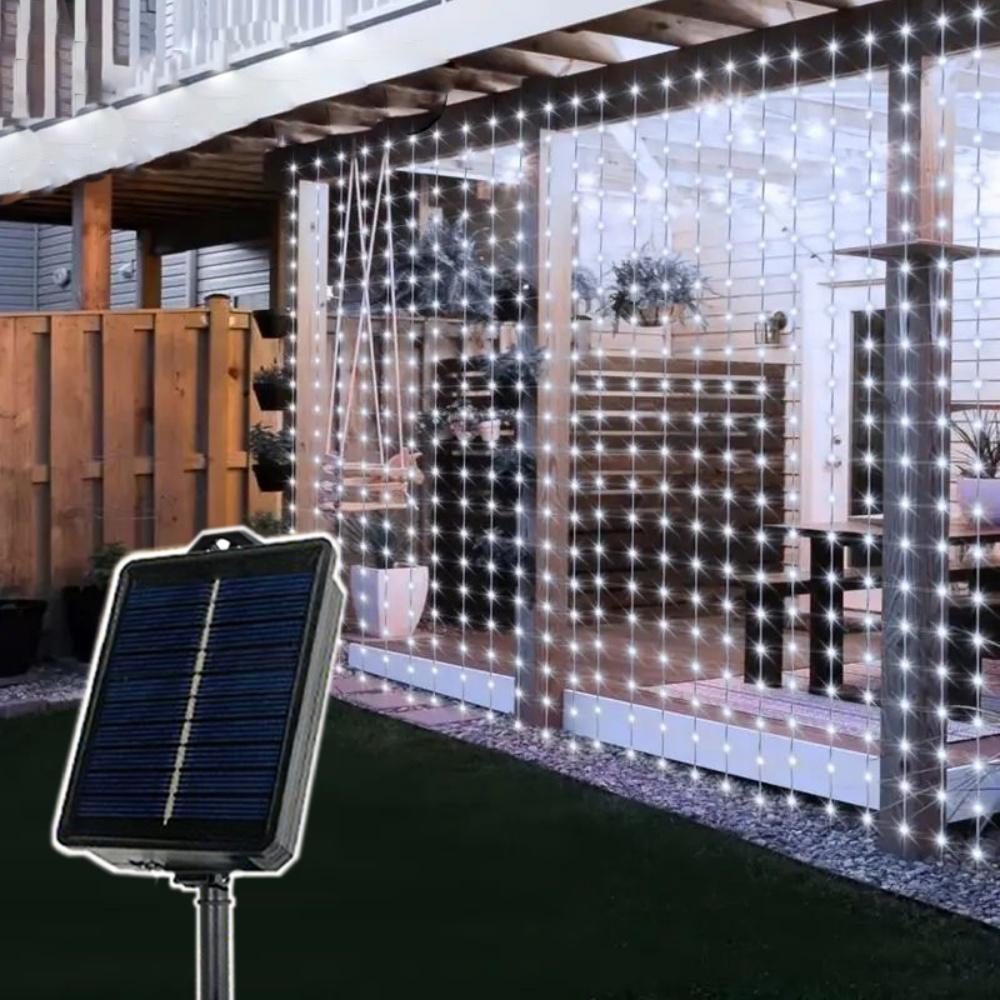 3/6M Solar Curtain Lights Wedding Decor LED Solar Outdoor Fairy Lights 8 Modes Bedroom Window Patio Garden Holiday Decorative