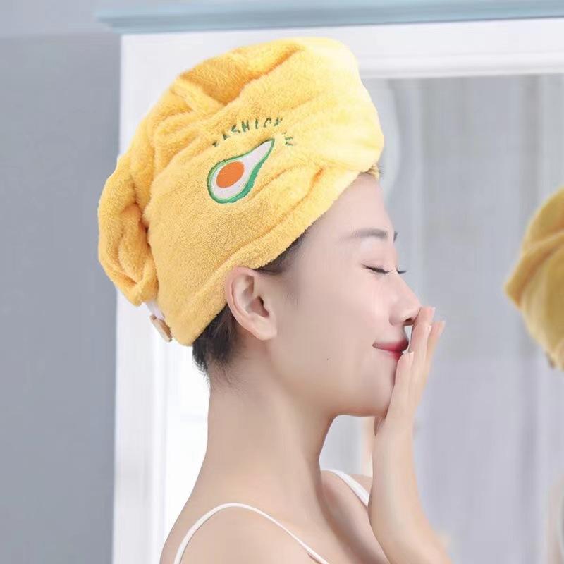 Women's Thickened Dry Hair Shower Cap Cartoon Embroidery Water Absorbent Triangle Hat