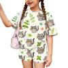 Kids Casual Short Sleeve Top and Shorts Set Animal Print Lightweight Comfortable Summer Outfit for Boys and Girls