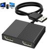 DisplayPort To Dual DisplayPort Adapter [4K@120Hz Support, 2 DP Ports + USB-C Power Delivery] Black