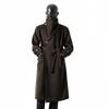 Men's Asymmetrical Long Cashmere Coat with Stand Collar and Belt - Plus Size, Loose Fit Outerwear for Autumn and Winter.
