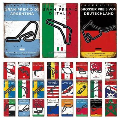 Vintage Racing Track Metal Poster F Competition Tin Sign Plaque for Man Cave Bar Garage Club Home Wall Decor Retro Motorspo