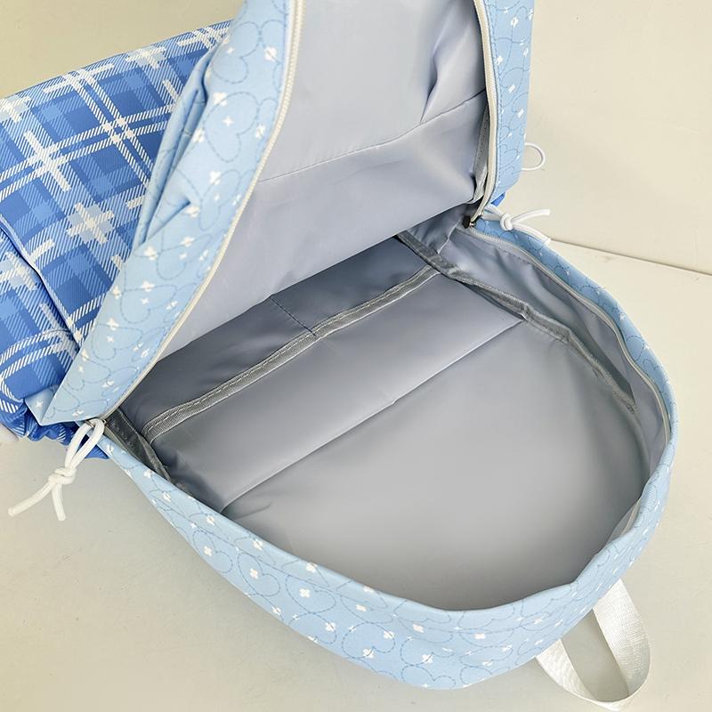Plaid Backpack Junior High School Student Schoolbag Plaid Large Capacity Backpack