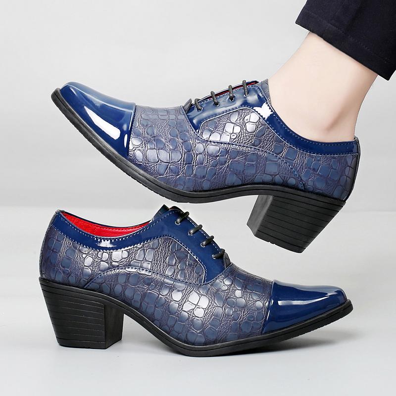 Herren High Heels Blau Derby Braun Hochzeitskleid Tanz Business Elevator Schuhe Schwarz Höhenerhöhung Smoking Schuhe Große Größe