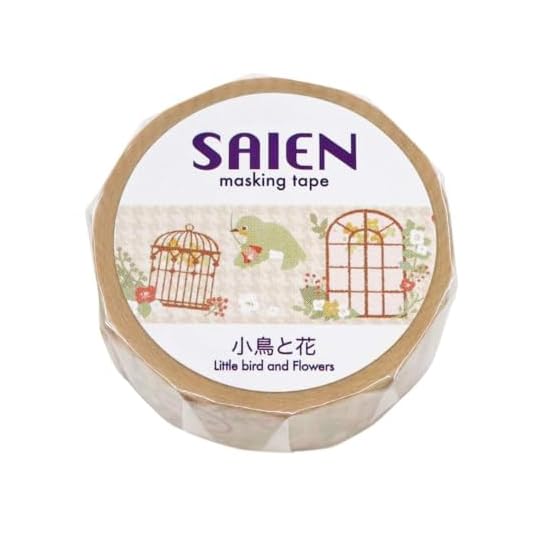 SAIEN Little Birds and Flowers 15mm x 7m Masking Tape, Flowers, Little Birds, Floral Pattern, Birds,