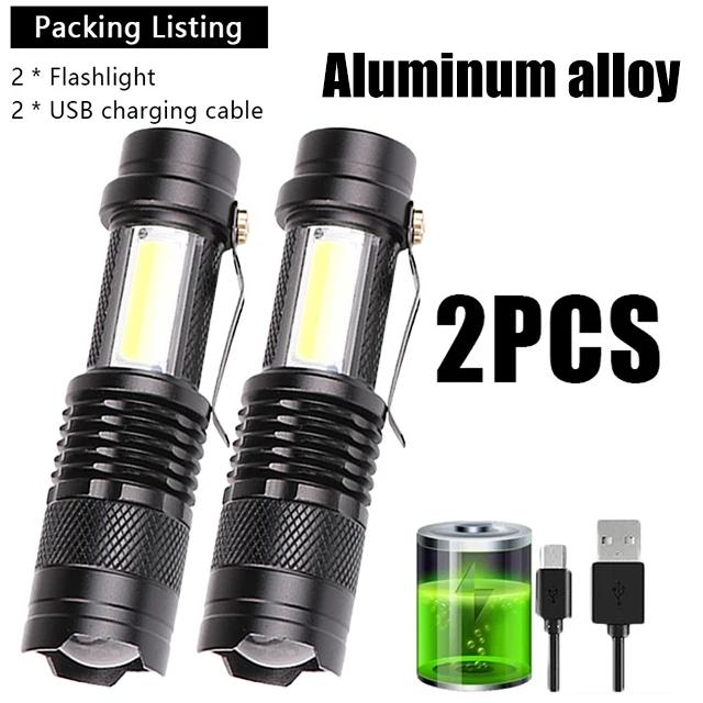 5 PCS Mini Brightest Led Flashlight USB Rechargeable Tactical Flashlights Powerful LED Torch Zoomable Flashlamp Emergency Light