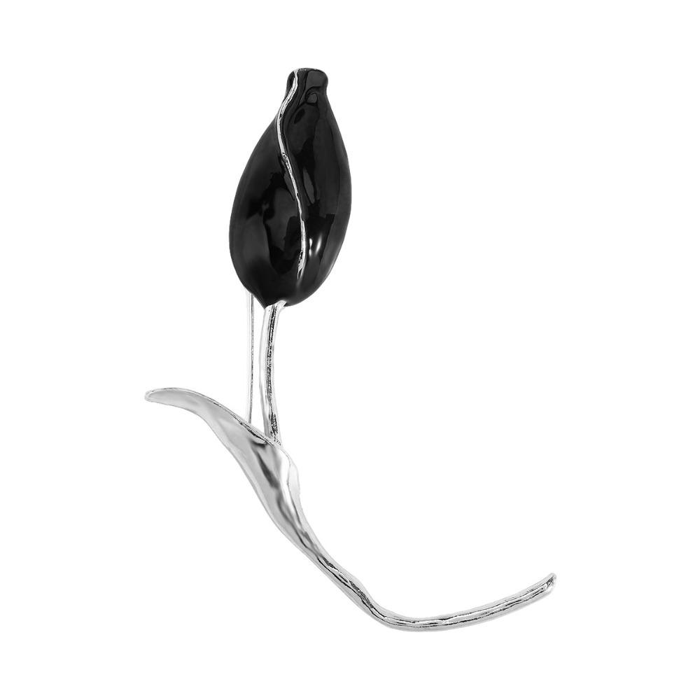 Retro Alloy Tulip Flower Brooch Temperament Tulip Shaped Suit Corsage Pins Ins Style Women Brooch for Women чёрный