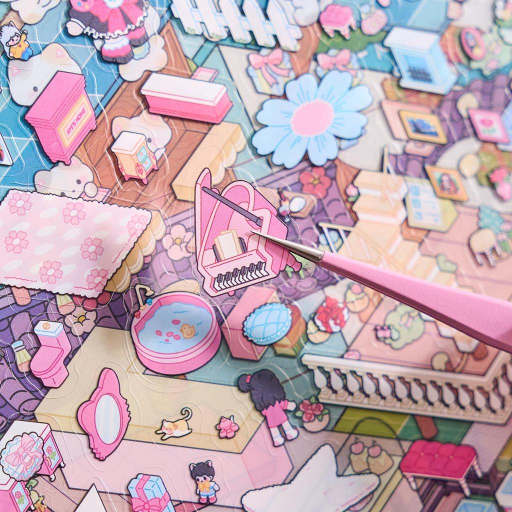 Serene Town 3D Mini Landscaping Sticker Book for Kids