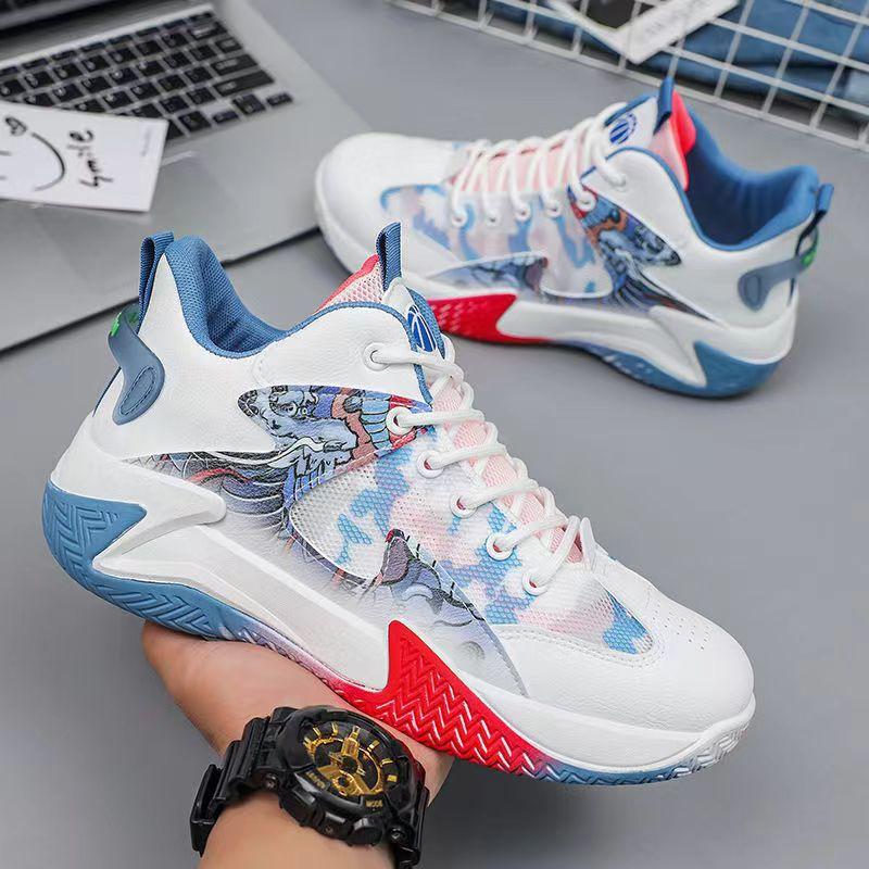 New Summer Men's Basketball Sports Shoes Breathable Mesh Lace-up Student Running Shoes Comfortable and Versatile