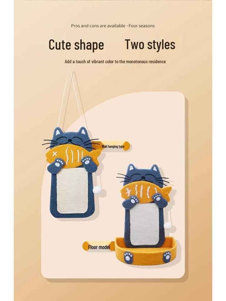 Large Vertical Sisal Cat Scratching Board & Climbing Frame with Integrated Cat Bed and Kitten Toy