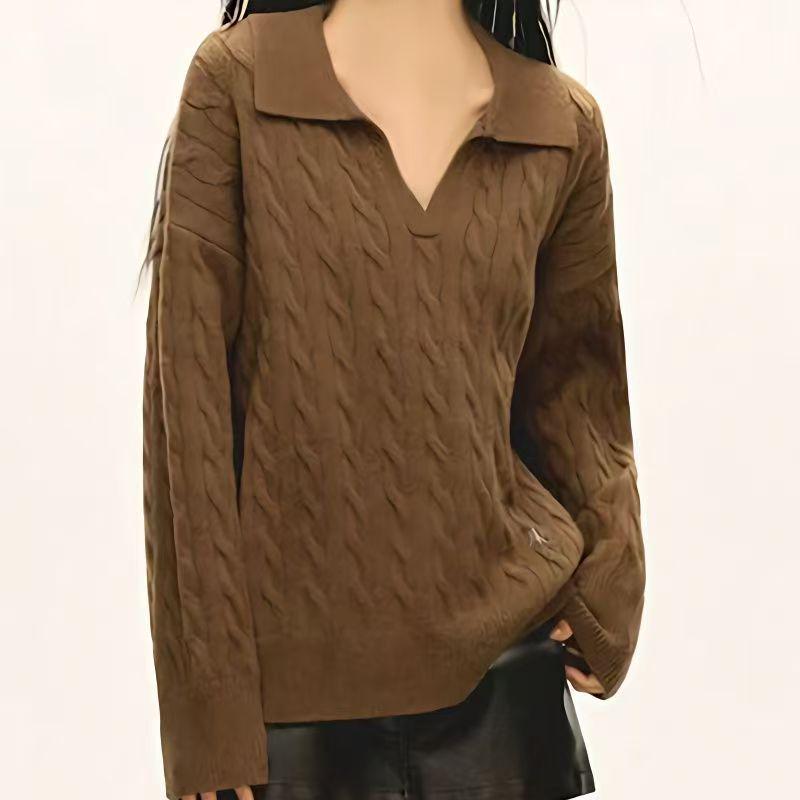 

Women s Plus Size Cable Knit Turtleneck Pullover Sweater – Solid Color, Versatile, and Relaxed Fit for Autumn and Winter. One Size