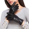 Women's Winter Warm Outdoor Gloves With Fleece Touchscreen PU Leather Gloves