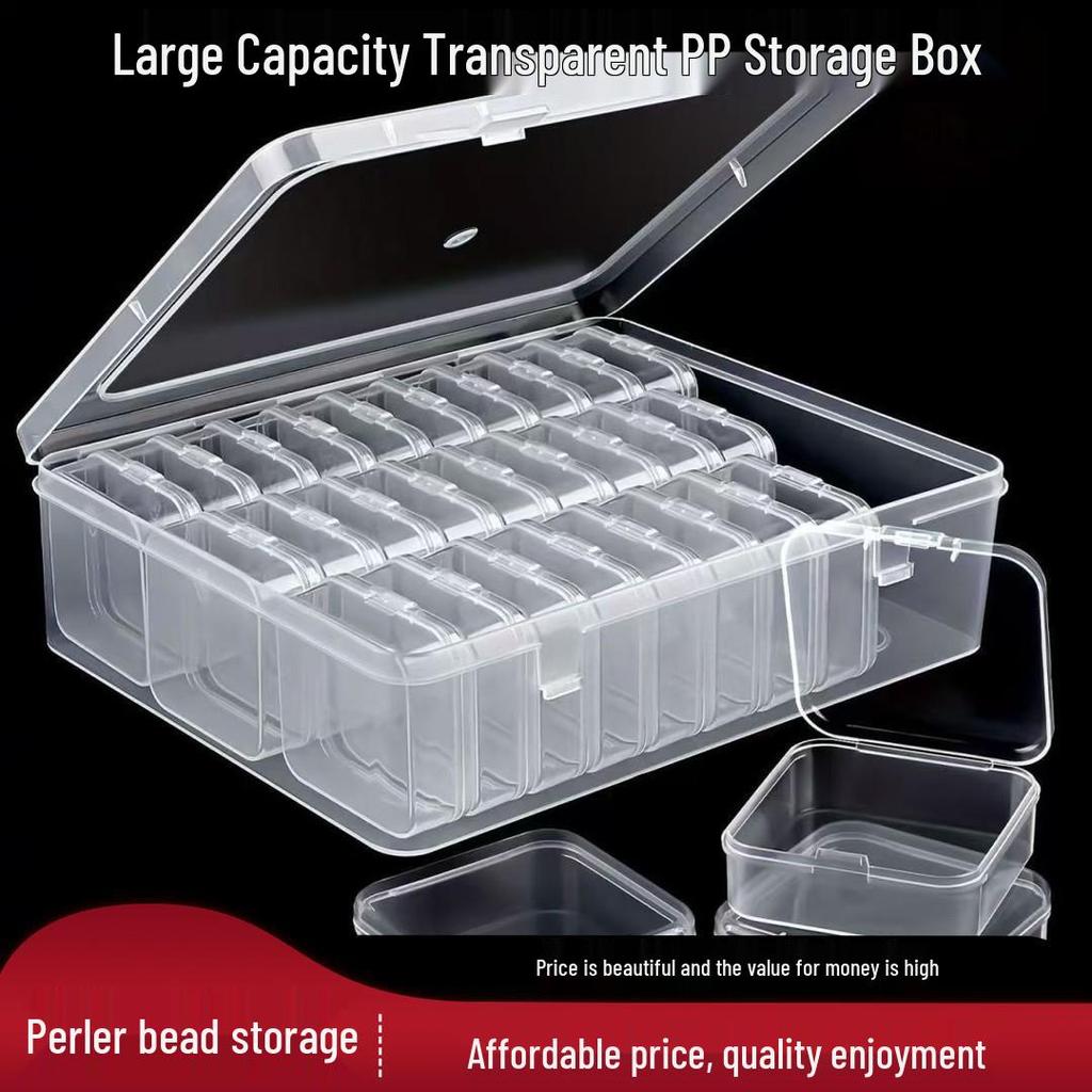 Transparent Compartmentalized Bead Storage Box - Small Square Plastic Set