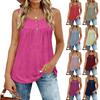 Women's Fashionable Plain Color, Round Neck, Button-Decorated Sleeveless Vest Top, Suitable For Both Inner And Outer Wear.