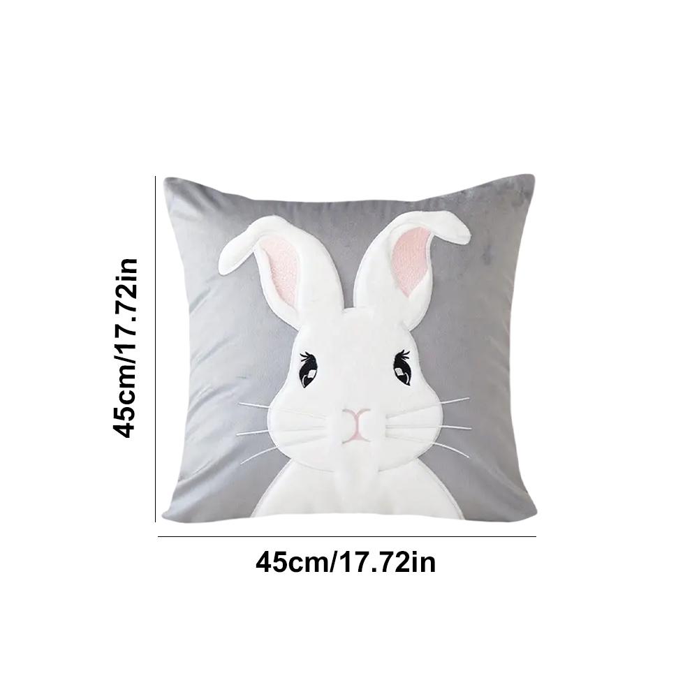 Easter Bunny Pillow Cover 45x45cm Plush Rabbit Pillow Case Happy Easter Decoration Pillowcase for Home Decor Sofa Cushion Cover