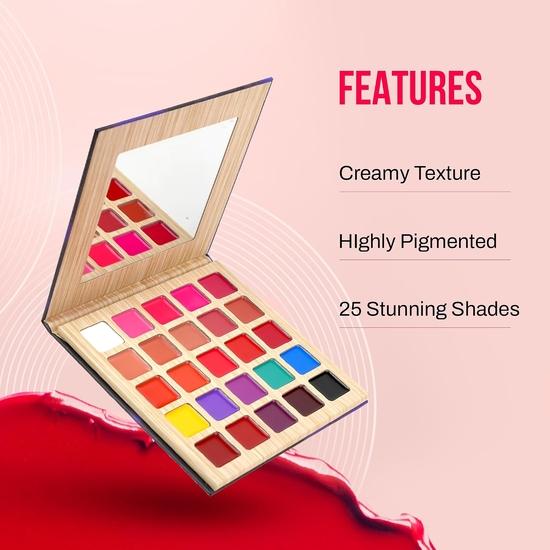 Colors Queen Multishade Lip Palette with 25 Lipstick Colors,Versatile Color Options,Travel Friendly Lipstick Palette with Attached Mirror