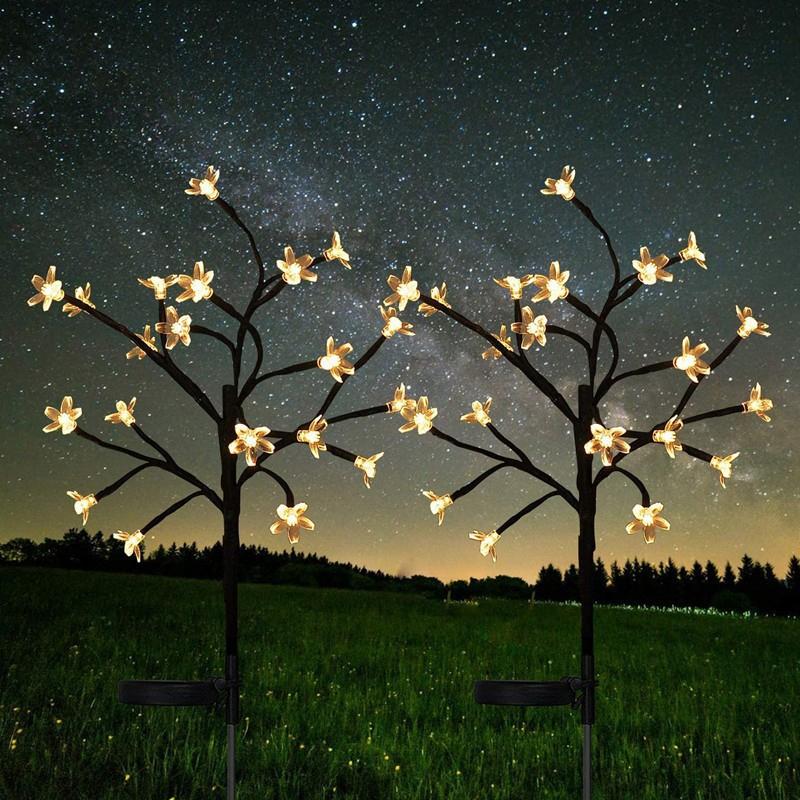 

20 Leds Solar Cherry Blossom Lotus Lights Garden Light Outdoor Lawn Lights Patio Decoration Garden Aisle Ambient Landscape Light Warm white 1