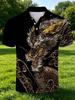 Men's Outdoor Short-Sleeve Polo Shirt, Available in Multiple Sizes, Men's Lapel Polo with Black Base and Giant Dragon Print, Men's Top, Slim Fit,