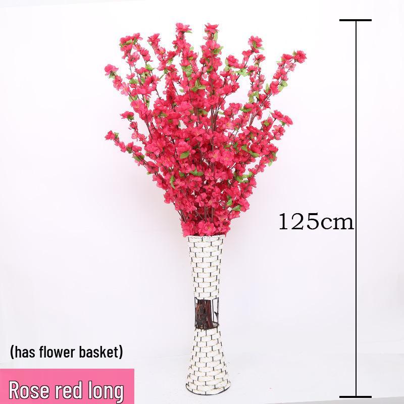 Silk Peach, Plum, and Cherry Blossom Arrangement – Indoor Floor Decoration