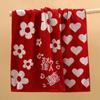 Heart Wedding Red Towel Red Color Absorbent Material Bath Face Towel Soft Texture Cotton Fabric Shower Towel Shower Use