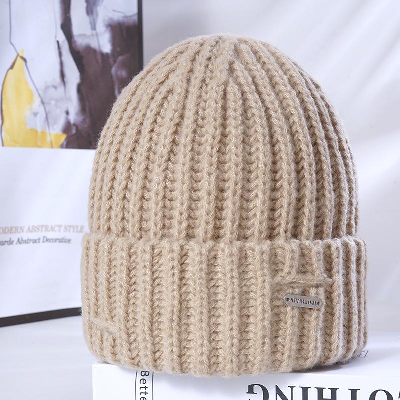 Women's Winter Warm Knitted Hat Korean Casual and Versatile Big Head Surround Windproof Ear Protection Wool Hat