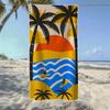 Prosop de Plajă Tropical cu Palmier și Placă de Surf, Moale cu Uscare Rapidă, Perfect Pentru Călătorii Portabile în Aer Liber, Camping și Plaja de Vară