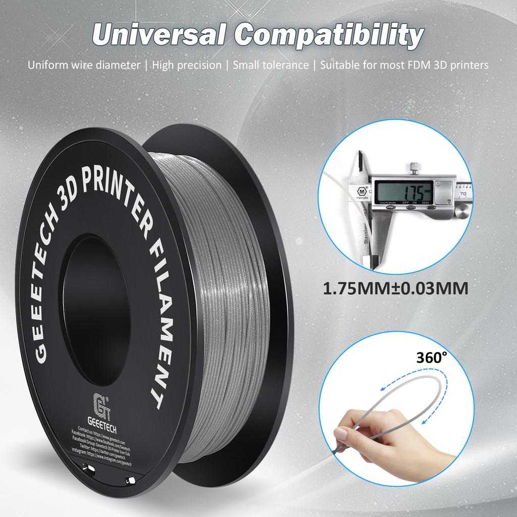 Best Quality 3d Printer Plastic Filament 1.75mm PLA Sparkly Silver 3D Printer Filament 3d Printing Filament